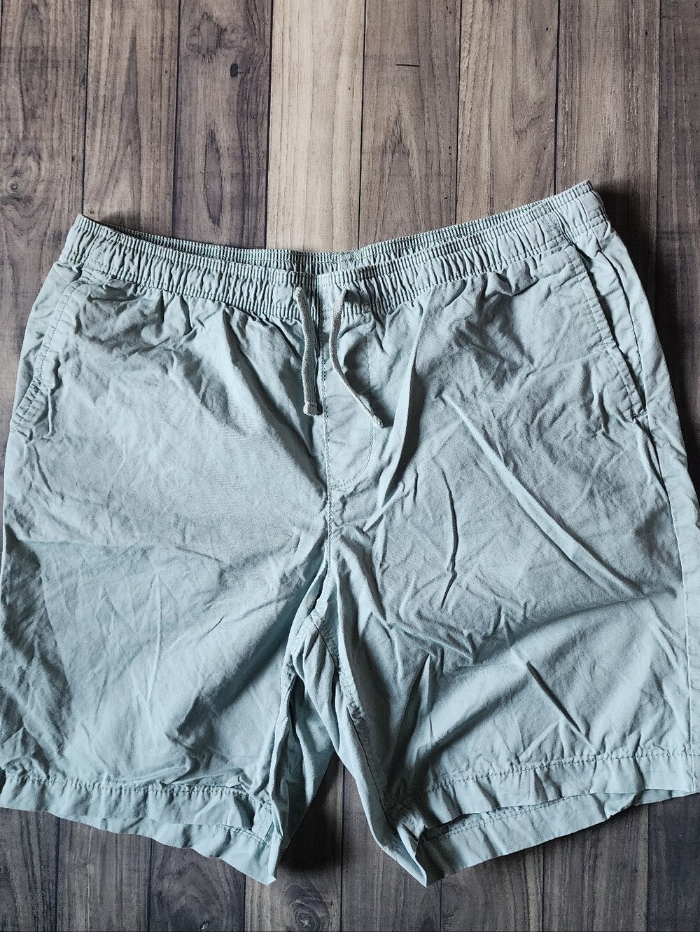 Free Assembly Men's Casual Light Green/Blue Drawstring Cotton Shorts